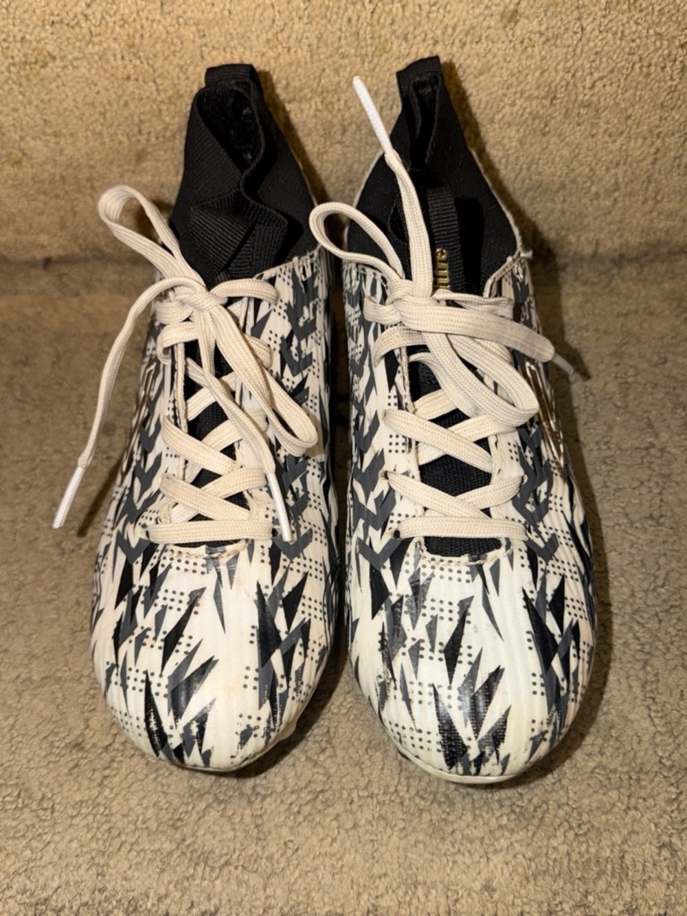 Kids Black & White Patterned Sneakers - Lightweight Lace-Up